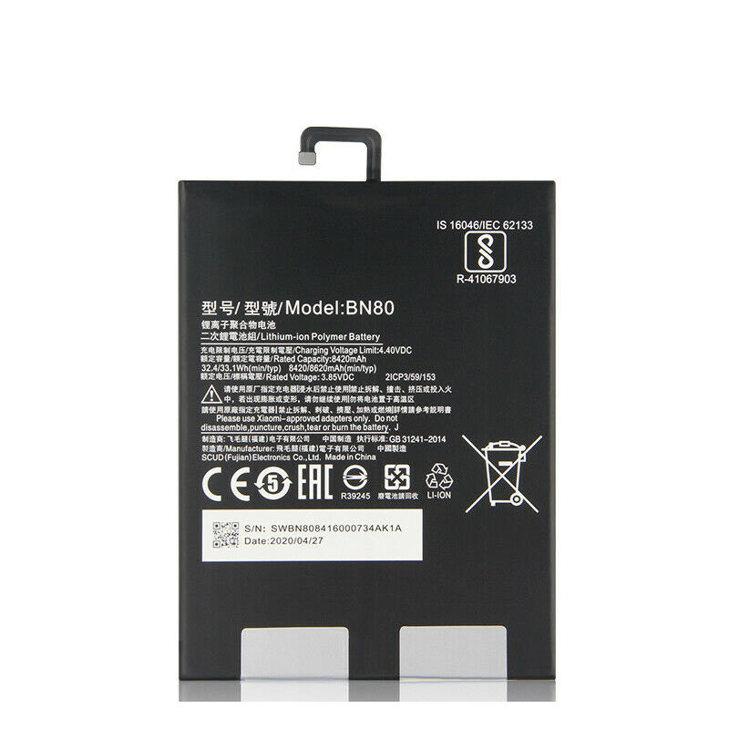 Originele 8420mAh 32.4Wh 2 Cellen Xiaomi BN80 Accu Batterij